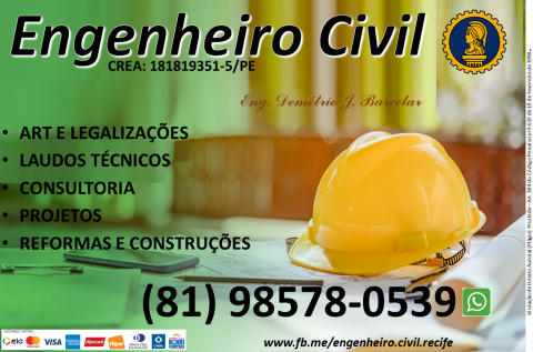 Engenheiro Civil - Projetos - Reformas - ART - Laudos